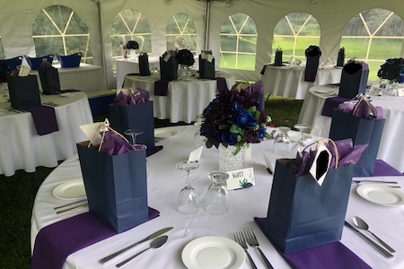 Tent dining area close up